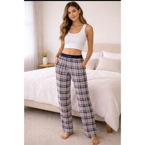 Tommy John size S second skin pajama pants pockets pink gray plaid lounging